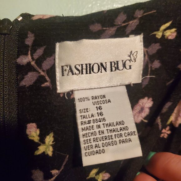 Vintage 90s Indie Grunge Whimsigoth Micro Floral Black Purple Maxi Dress - Picture 8 of 11